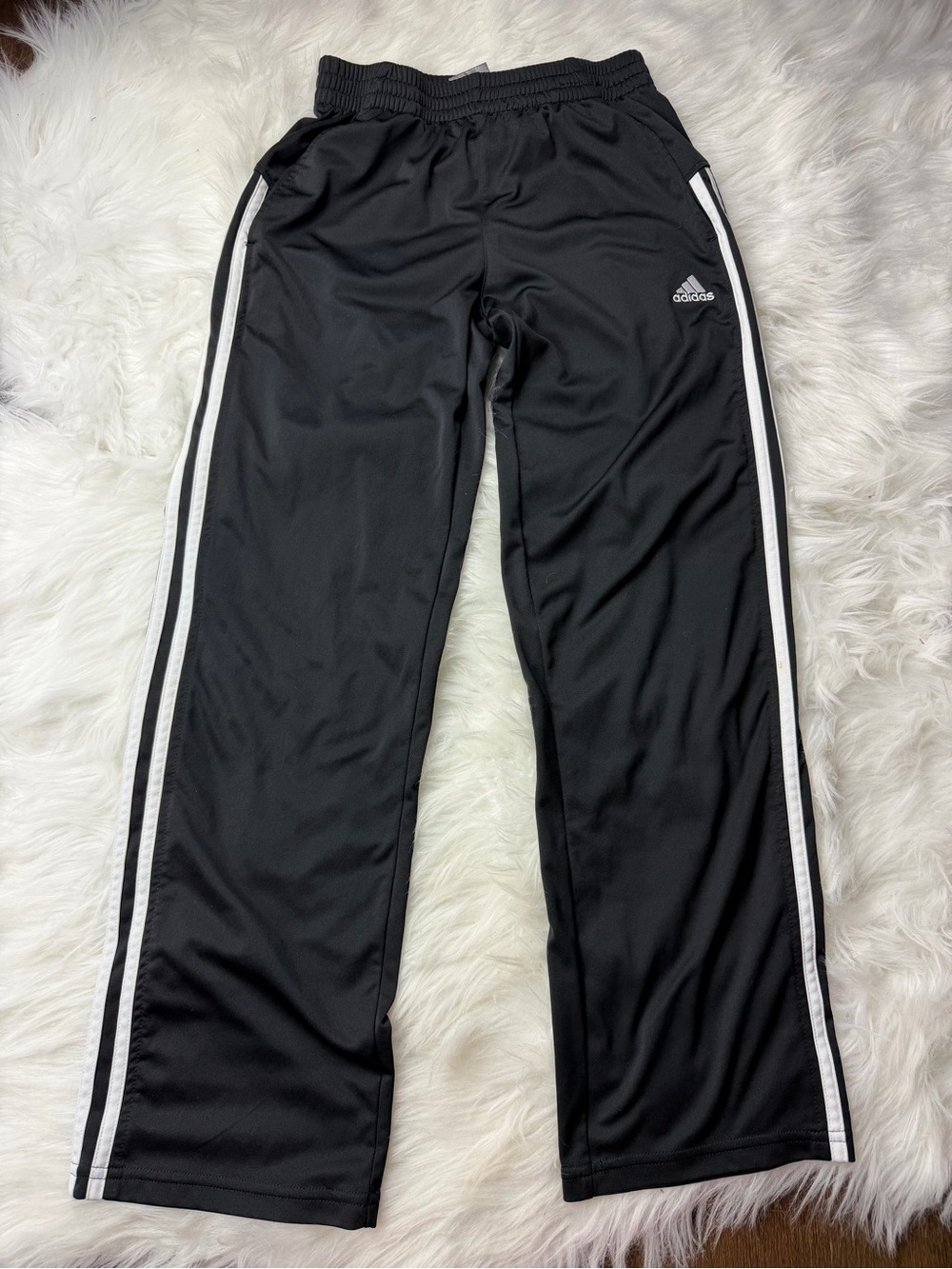 adidas Black Kids Track Pants with White Side Stripes